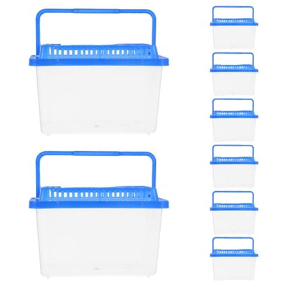 Yardwe 8pcs Turtle Habitat - Portable Clear Aquatic Pet Reptile Box with Lid Large Plastic Carrier Enclosure for Spider Tortoise Gecko Snake Transport Bin for Outdoor Use