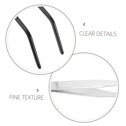 VILLCASE 2pcs Stainless Steel Curved Tweezers for Reptiles Lightweight Feeding Tongs with Rubber Tips for Snakes Turtles and Lizards Versatile Aquarium Tools