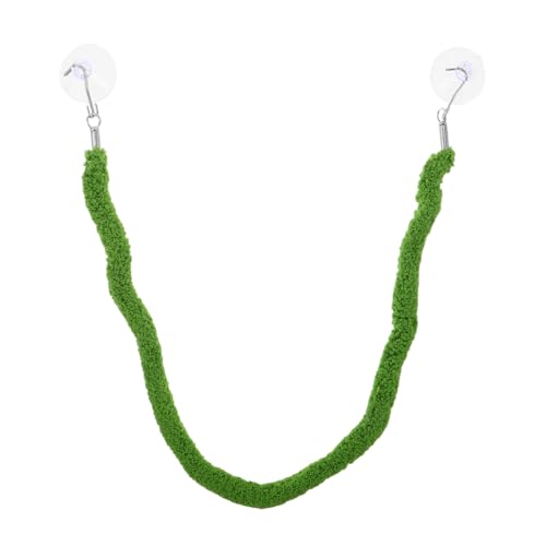 Kisangel Realistic Green Decorative Vine Rope for Terrarium with Suction Cup Hook, Plush and Plastic Material, Flexible and Stable Climbing Support for Chameleons and Jumping Spiders in Pet
