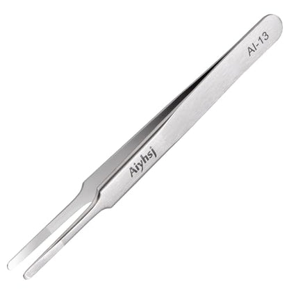 Precision Tweezer, Upgraded Professional Flat Tip Round, High-end Stainless Steel Tweezers for Craft, Electronics, Laboratory Work, Also Great Precision for Hair and Ingrown Hair Removal - style: Flat Tip Round (4.72in)