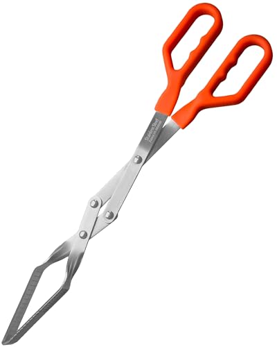 Pitmaster BBQ Tongs, Heavy Duty Long Metal Kitchen Tongs, Stainless Steel Set for Outdoor Grill, Barbecue Tongs for Cooking Tongs Grilling Tongs. Not Locking Metal Tongs, Kitchen Utensils - color: Heavy-Duty Pitmaster (Orange)