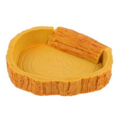 Sosoport Crawl Pets Water Basin Bark Pattern Reptile Water Dish for Lizards Turtles and Snakes Easy to Clean Non-Spill Design for Terrarium Accessories