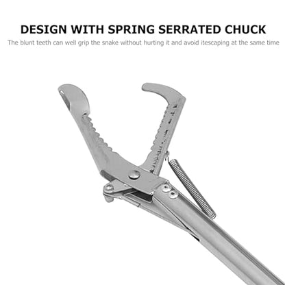 Mikikit 1pc Folding Stainless Steel Snake Catcher Clip Practical Trap Clamp with Lock for Safe Handling Lightweight Design for Home Garden Outdoor Use - size: 63X13CM