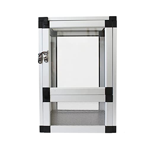 Reptile Habitat Screen Feeding Cage 20X20X30cm Insect Box Aluminum Breeding Mesh Cage for Reptiles & Amphibians (Silver) - color: Silver