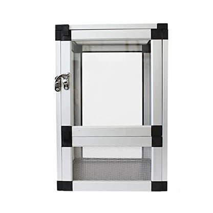 Reptile Habitat Screen Feeding Cage 20X20X30cm Insect Box Aluminum Breeding Mesh Cage for Reptiles & Amphibians (Silver) - color: Silver