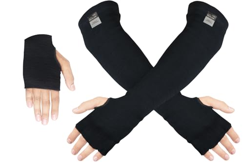 Cut Heat Bite Resistant Arm Sleeves –EN388 Certified Arm Protection Sleeve for Welding, Cooking, Cat & Dog Handling - color: Thumb Hole 18-inches