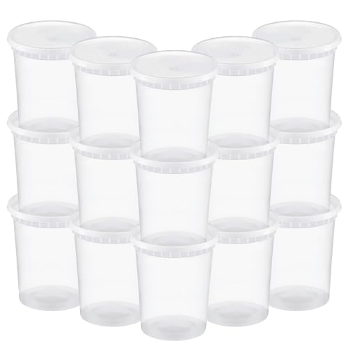 TashiBox 48 Sets 32 oz Plastic Deli Containers with Lids - Clear Airtight Food Storage & Meal Prep Containers, BPA Free, Stackable, Leakproof, Microwave & Freezer Safe - size: 32oz-48sets