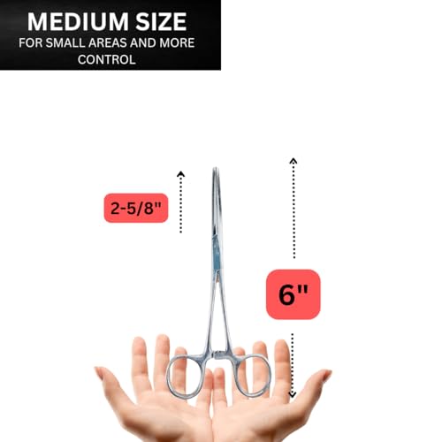 ADROIT 6" (15.2 cm) Curved Tip Stainless Steel Hemostat Forceps | Precision Teeth Grip | Versatile Use for First Aid, Crafting, & Electronics - size: 6", style: Curved