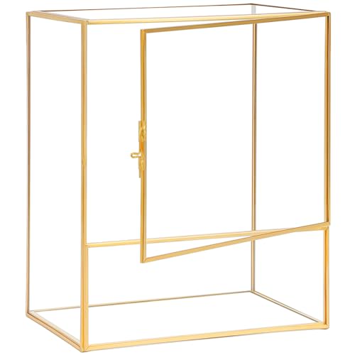 REDHUGO Glass Planter Terrariums with Door, Glass Terrarium Glass Greenhouse, Geometric Plants Terrariums Planter for Moss, Succulent, Indoor Tabletop Centerpiece, Rectangle, Gold (Terrarium ONLY) - color: Gold