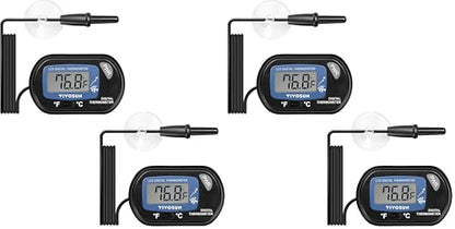 VIVOSUN 4-Pack LCD Digital Aquarium Thermometer Fish Tank Water Terrarium Temperature with Suction Cup for Turtle