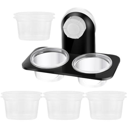 DOITOOL Reptile Feeding Bowls Suction Cups, Dual-Compartment Water and Food Dish, Multi-Function Hanging Feeder for Lizards and Small Reptiles in Terrariums