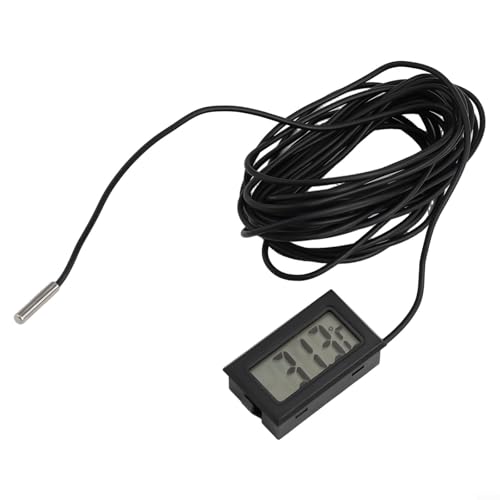 Digital for MINI Thermometer with LCD Display Waterproof Humidity Meter Sensor -50 to 110°C for Aquariums Terrariums and Liquid Measurement Includes for Battery and Black Cable(5 Meters) - size: 5 meters