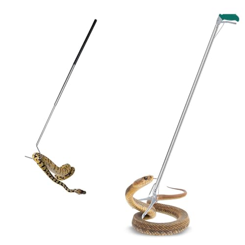 IC ICLOVER 52 Inch Snake Tong + 39.3 Inch Snake Hook, Upgrade Extra Long Professional Grabber & Collapsible Snake Hook, Best Tool Set for Moving Rattle Snake Corn Snake Kingsnakes Lizard Reptiles