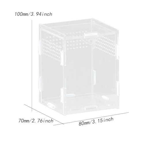 Reptile Breeding Box Terrarium Habitat Tank Transparent Acrylic Enclosure with Ventilation Holes for Snakes Frogs Turtles Geckos Small Animals- 8x7x10cm