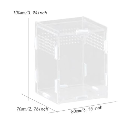 Reptile Breeding Box Terrarium Habitat Tank Transparent Acrylic Enclosure with Ventilation Holes for Snakes Frogs Turtles Geckos Small Animals- 8x7x10cm