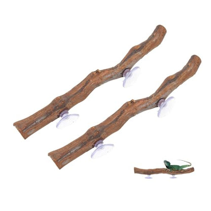 2pcs,Reptile Branch Decor, Natural Forest Branch Terrarium Climb Corner Tree Branch Background Decoration Plant Decoration with Suction Cup for Snake Lizard and Leopard Gecko