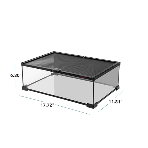 Aquatop 5.7 Gal Stackable Small Pet Terrarium - Durable Clear Glass Tank with Removable Ventilated Mesh Top for Reptiles, Arachnids, and Amphibians, RT-5.7 - size: 5.7 Gallon