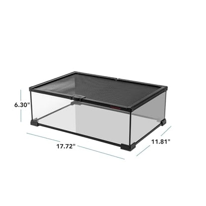 Aquatop 5.7 Gal Stackable Small Pet Terrarium - Durable Clear Glass Tank with Removable Ventilated Mesh Top for Reptiles, Arachnids, and Amphibians, RT-5.7 - size: 5.7 Gallon