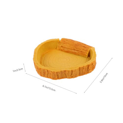 Sosoport Crawl Pets Water Basin Bark Pattern Reptile Water Dish for Lizards Turtles and Snakes Easy to Clean Non-Spill Design for Terrarium Accessories