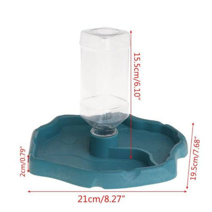 Automatic Reptile Feeder,Reptile Food and Water Dish Bowl,2 in 1 Tortoise Turtle Water Dispenser,Reptile Water Dish with Bottle for Bearded Dragon Gecko Lizard(Blue)