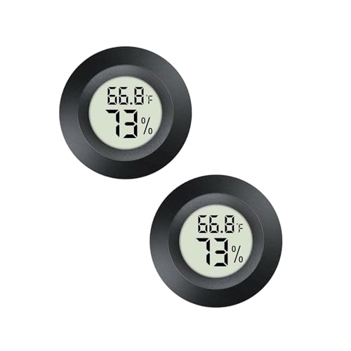 2pcs Mini Hygrometer Thermometer Indoor Outdoor Round Humidity Meter Temperature Gauge Humidity Sensor Fahrenheit Switchable Celsius Monitor for Reptile Jars 3D Printer