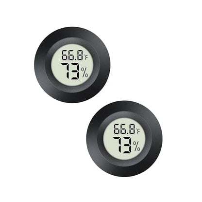 2pcs Mini Hygrometer Thermometer Indoor Outdoor Round Humidity Meter Temperature Gauge Humidity Sensor Fahrenheit Switchable Celsius Monitor for Reptile Jars 3D Printer