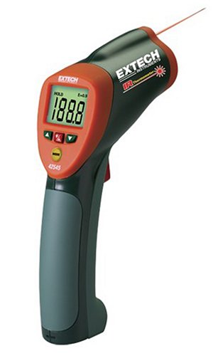 Extech 42545 High Temperature Infrared Thermometer | -58 to 1832F (-50 to 1000C), 50:1 optics, laser pointer, adjustable emissivity, Hi/Lo alarm, 9V - size: 50:1, style: Standard