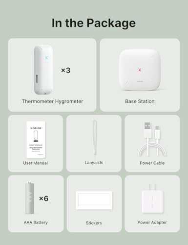 X-Sense Wi-Fi Temperature and Humidity Monitor, Indoor Humidity Meter with App Control, Hygrometer for House, Gardening, Free Data Storage Export, 3 Sensors & 1 Base Station - size: 3-Pack with 1 Base Station