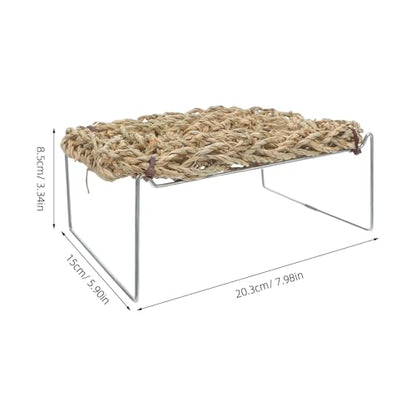 Bearded Dragon Bed: Sea Grass Reptile Sleeping Hammock, Rectangle Basking Platform, Gecko Climbing Accessories for Small Animals Snake Amphibian Bed