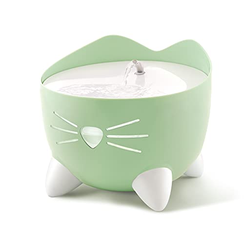 Catit PIXI Drinking Fountain – Cat Water Fountain with Triple Filter and Ergonomic Drinking Options, Green - color: Green, size: 2.2 LBS (Single)