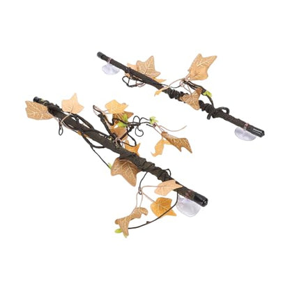 Reptile Climbing Branches 2pcs with Suction Cups, Realistic Plastic Bendable Jungle Vines Terrarium Decor for Bearded Dragon Lizard Snake Tank Accessories