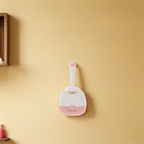 Healifty Wall-Mounted Cat Litter Scoop with Fine Mesh and Dual-Slot Sifting, Plastic Poop Scooper for Cat Litter Box Cleaning, Pink Pet Sand Shovel for Kitten and Reptile Waste Removal