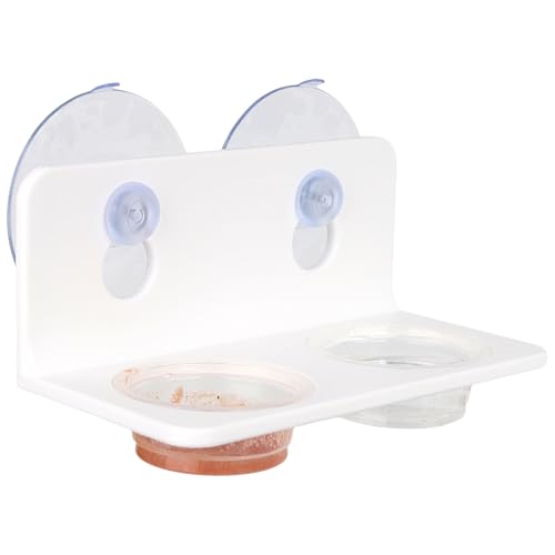 Crested Gecko Feeding Ledge with 10PCS Gecko Food Water Dish - White - color: White