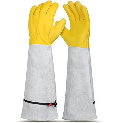 Rose Pruning Gloves for Men/Women, Long Gardening Gloves Thorn Proof, Cactus Glove, Goatskin Leather Planting Gauntlet Garden Working Glove, Gardening Gifts for Gardeners (Small) - size: Small (Pack of 1)