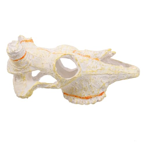 Abaodam Resin Reptile Shelter Bull Skull Ornament for Aquariums and Home Decor Natural Hide Cave for Reptiles Turtles and Fish Tanks Lifelike Skull Design for Pet Environments