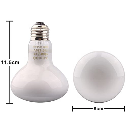 Aiicioo Reptile Basking Light Bulb - 100W Reptile Heat Lamp 2 Pack UVA Daylight Amphibians Basking Bulb for Bearded Dragon Turtle Hermit Crab Gecko Lizard Daylight - color: ['White'], size: ['100W']