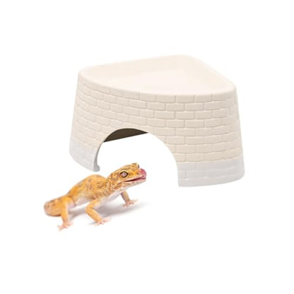 Reptiles Hideout Humidification Cave Reptile Moisture Hide Corner Humid Hide House for Leopard Geckos, Snakes, Lizards, Frogs