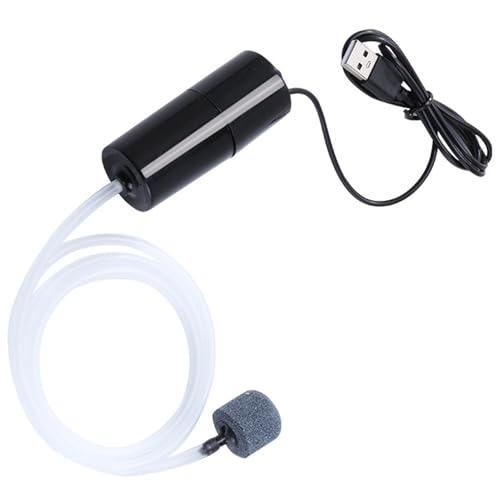Tiny Water Pump - Noiseless Submersible Water Pump with Stable Air Release - 5V USB Small Oxygenator for Small Fish Farming Fish Tank - color: Black