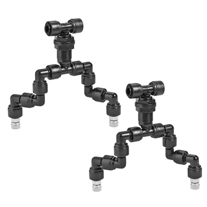 Lpraer 2PACK Reptile Mister Nozzles, 360° Cooling Mist Nozzles, 1/4'' Reptile Misting Nozzles, T Double Misting Assembly Fogger Fine Mist Nozzles for Reptile Terrarium, Plants, Amphibians, Tank