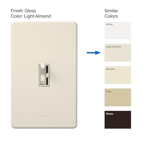 Lutron Ariadni/Toggler LED+ Dimmer Light Switch for Dimmable LED, Halogen and Incandescent Dimmer Switch, 150W, Single-Pole/3-Way, AYCL-153P-LA, Light Almond - color: Light Almond, size: 1 Pack