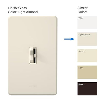 Lutron Ariadni/Toggler LED+ Dimmer Light Switch for Dimmable LED, Halogen and Incandescent Dimmer Switch, 150W, Single-Pole/3-Way, AYCL-153P-LA, Light Almond - color: Light Almond, size: 1 Pack