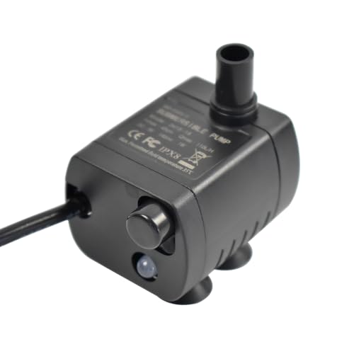 CONQUERALL 2PCS DC 5V USB Powered Submersible Water Pump Quiet with LED Light 29GPH 1W 1.5ft for Pet Water Fountain (Black) - color: Usb 5v 1w 110l/H 45cm Head (Black), size: 2PCS