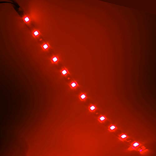 DC 12V Waterproof 1Ft 12 LED Strip Underbody Light with 6 inches Wires for Motor (Red,Pack of 6) - color: Red