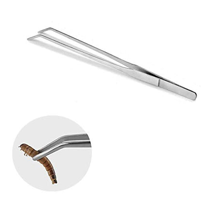 alfyng 15 Inch Reptile Feeding Tongs Long Tweezers Cricket Clamp Bug Scooper, 3 Pcs Stainless Steel Straight and Curved Tweezers Feeder Tool for Snake Lizard Gecko Spider Bearded Dragon - size: 15 inch (Pack of 3)