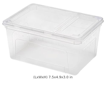 2 Pcs Reptile Breeding Box, Portable Small Reptile Terrarium, Clear Plastic Feeding Hatching Container, Space-Saving Habitat for Small Pets, 7.5 x 4.9 x 3 in / 19 x 12.5 x 7.5 cm, Built-in Handle