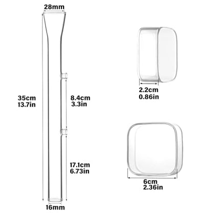 LINLAN 13.78 Inch Glass Shrimp Feeder, Aquarium Feeding Tube and Square Bowl with Two Suction Cups to Prevent Food from Spreading, for Crystal Shrimp and Cherry Shrimp - size: 35CM