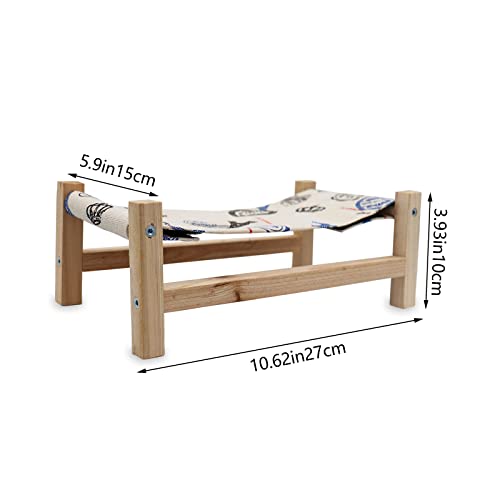 Dnoifne Reptile Hammock Swing Hanging Bed, Wooden Lizard Bed, Reptile Summer Bed for Bearded Dragon Leopard Gecko Lizard - size: Medium