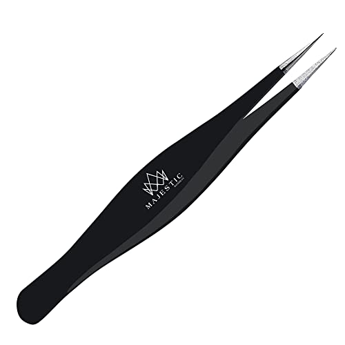 Surgical Tweezers for Ingrown Hair - Precision Sharp Needle Nose Pointed Tweezers for Splinters, Ticks & Glass Removal - Best for Eyebrow Hair, Facial Hair Removal(1 pack pointed, black) - color: Black