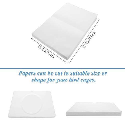 200 Pack Bird Cage Liner Papers, 17x12 Inch Non-Woven Bird Cage Liners Disposable Cage Paper Liners, Precut Absorbent Cushion Pad Mat Accessories for Pet Bird Parrot