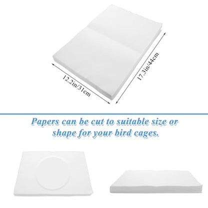 200 Pack Bird Cage Liner Papers, 17x12 Inch Non-Woven Bird Cage Liners Disposable Cage Paper Liners, Precut Absorbent Cushion Pad Mat Accessories for Pet Bird Parrot